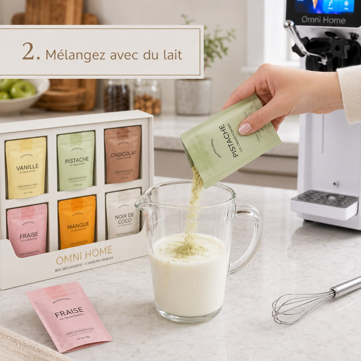 Mélangez avec du lait